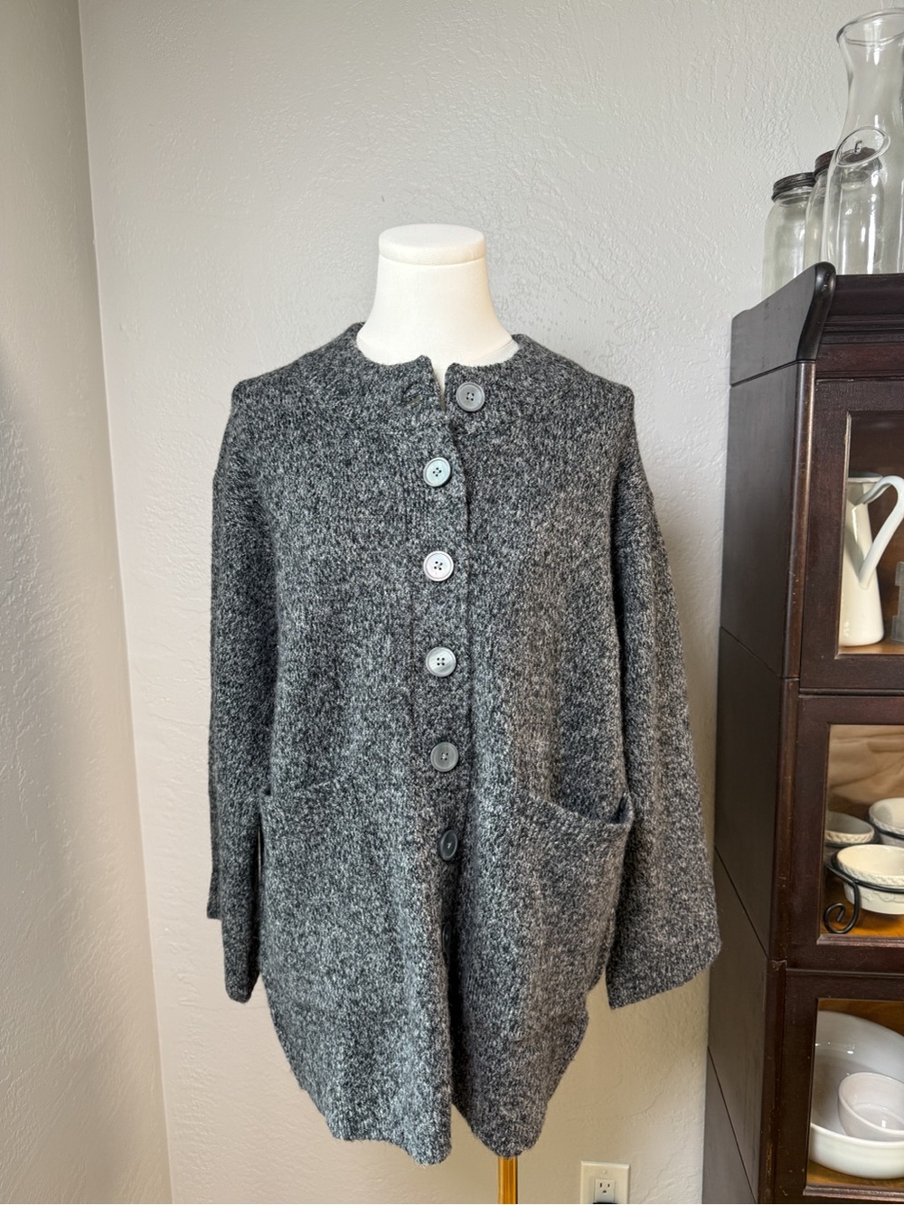 J.Crew Marled Wool Alpaca Blend Cocoon Cardigan Sweater Gray Size XS
